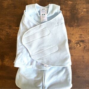 Halo SleepSack Swaddle Pajamas, Size 0-3mos - Light Blue Microfleece
